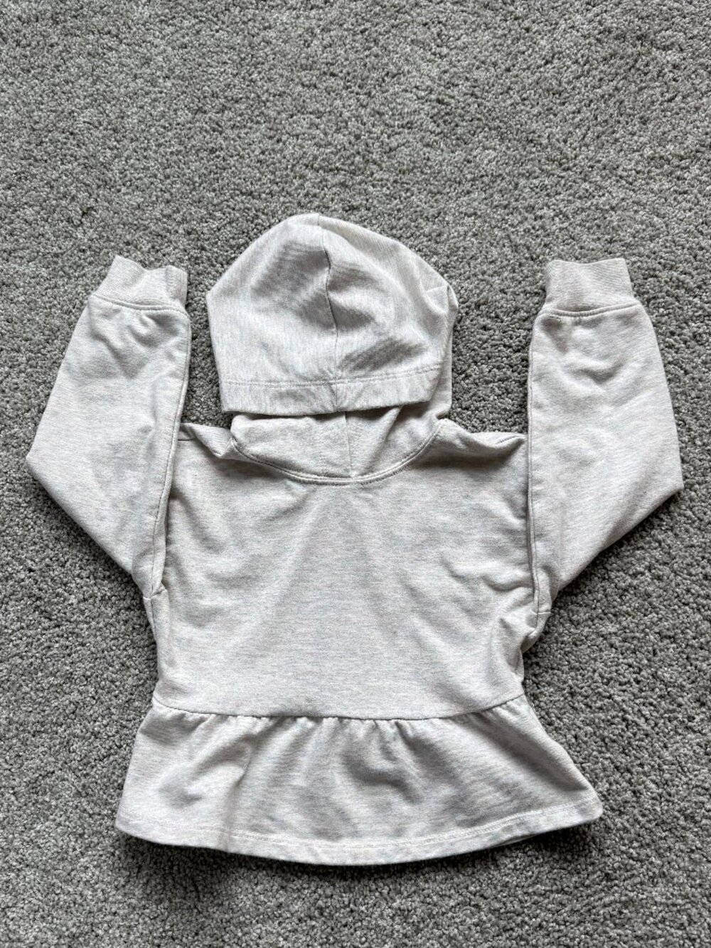 CREW CUTS Sweatshirt, Hooded, Long sleeves, Ruffles, Cream, 2-3T (XXS)